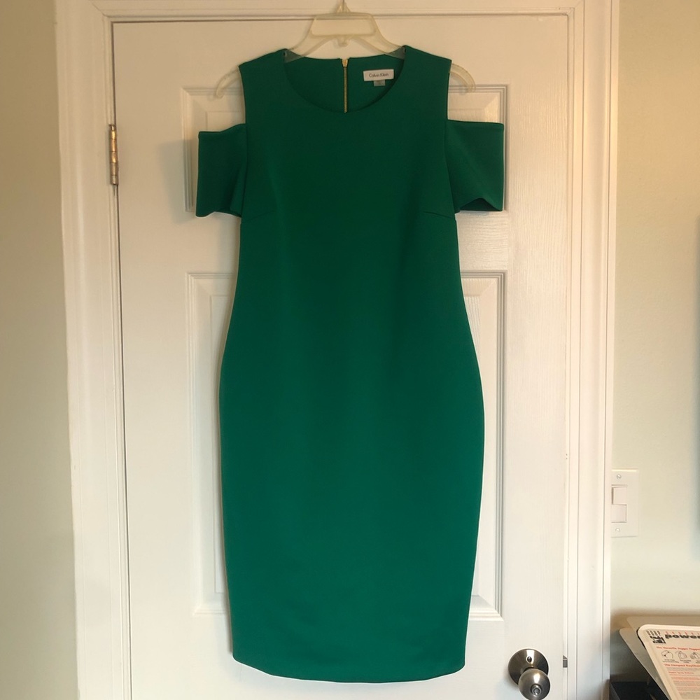 Calvin Klein Green Cold Shoulder Dress